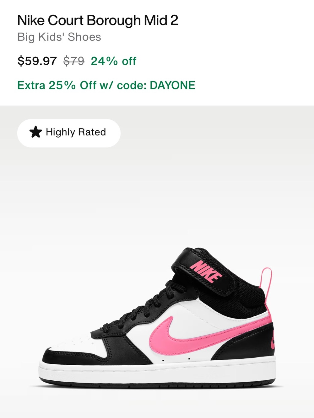 Nike Black & Pink Youth Athletic Sneakers